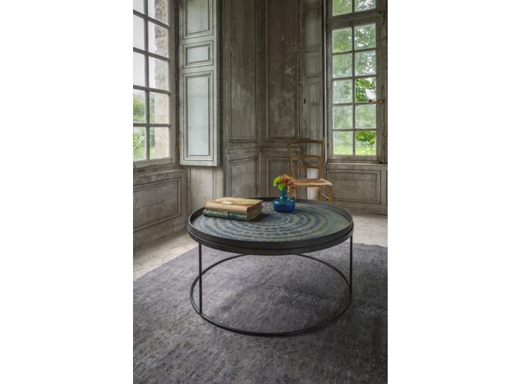 20449 Ethnicraft Midnight Beads Tray XL Ø92cm Tafel