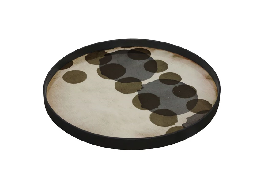 20440 Ethnicraft Slate Layered Dots Tray M Ø61cm Schuin
