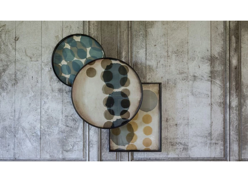 20440 Ethnicraft Slate Layered Dots Tray M Ø61cm Muurdecoratie