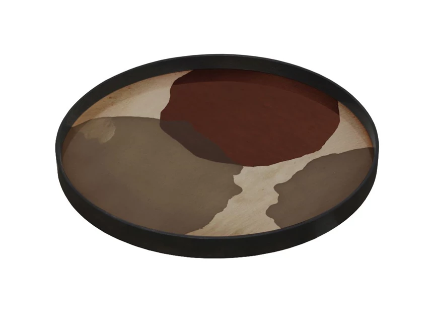 20439 Ethnicraft Overlapping Dots Tray L Ø61cm Schuin