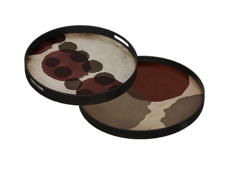 20439 Ethnicraft Overlapping Dots Tray L Ø61cm Duo