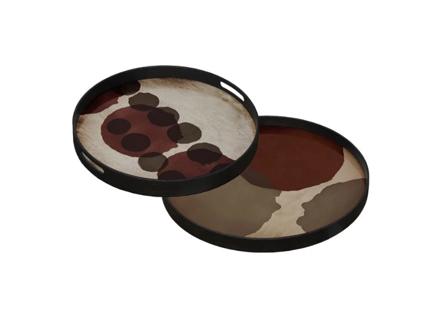 20439 Ethnicraft Overlapping Dots Tray L Ø61cm Duo