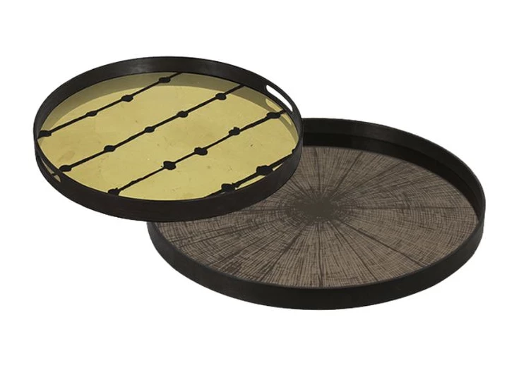 20407 Ethnicraft Bronze Slice Tray L Ø61cm Duo