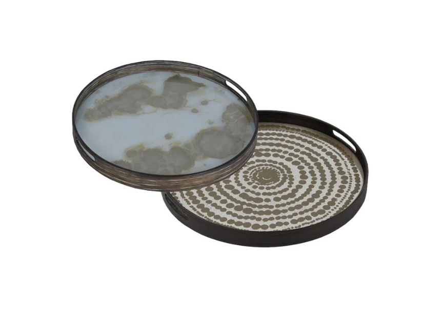 20373 Ethnicraft Gold Beads Tray L Ø61cm Duo 20361