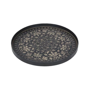 20436 Ethnicraft Black Marrakesh Wooden Tray L Ø61cm Schuin