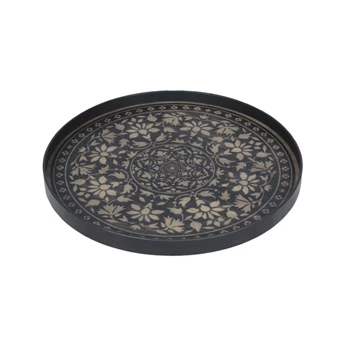 20436 Ethnicraft Black Marrakesh Wooden Tray L Ø61cm Schuin