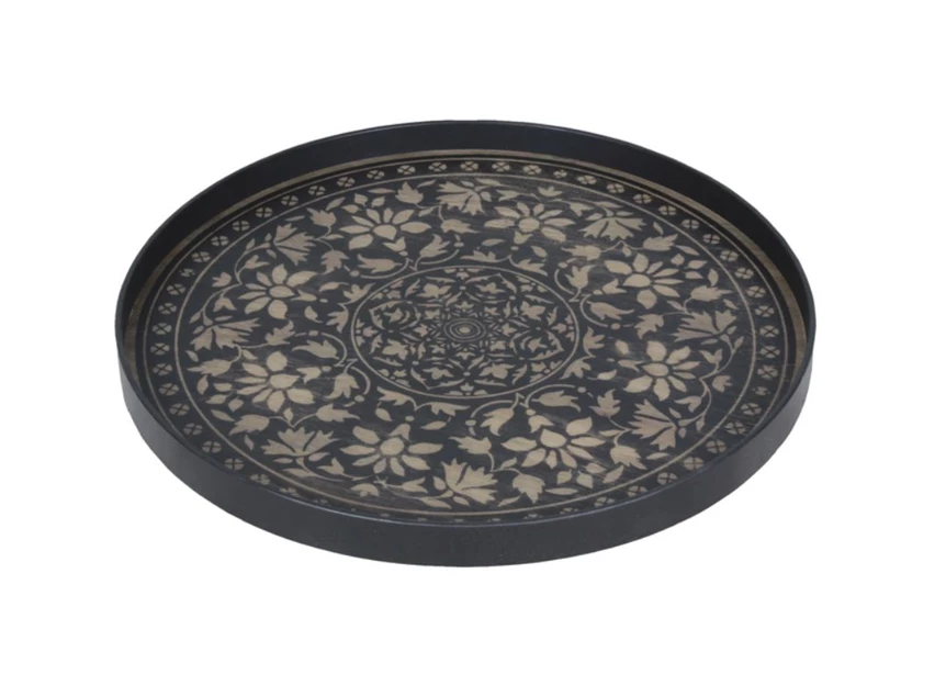 20436 Ethnicraft Black Marrakesh Wooden Tray L Ø61cm Schuin