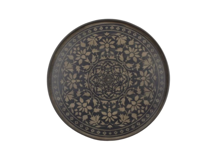 20436 Ethnicraft Black Marrakesh Wooden Tray L Ø61cm Bovenkant