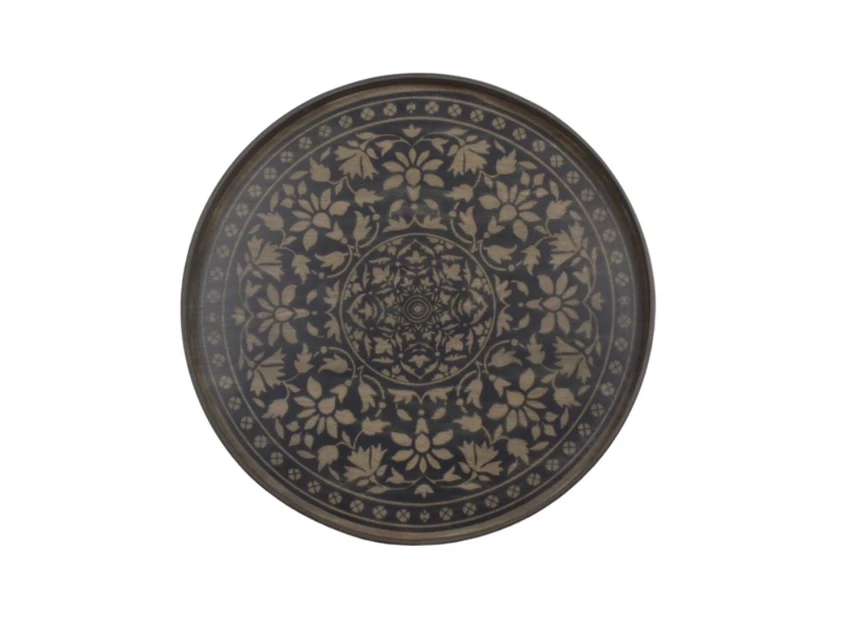 20436 Ethnicraft Black Marrakesh Wooden Tray L Ø61cm Bovenkant