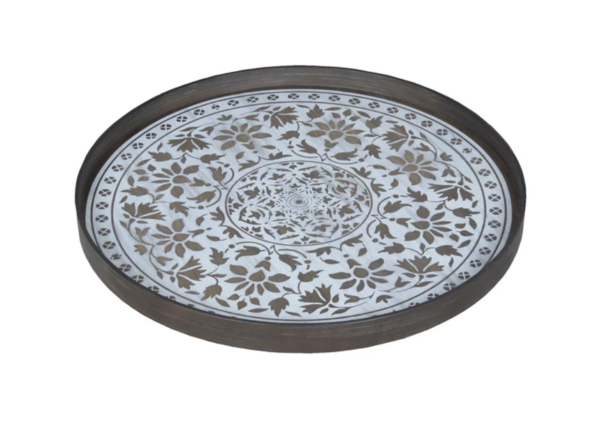 20336 Ethnicraft White Marrakesh Tray L Ø61cm Schuin