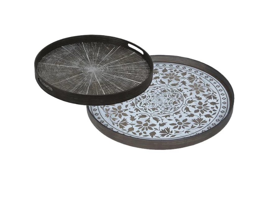 20336 Ethnicraft White Marrakesh Tray L Ø61cm Duo 20305