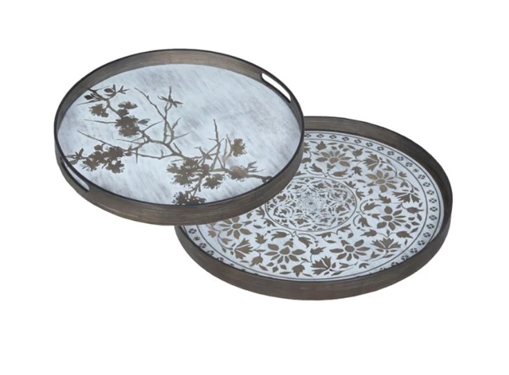 20336 Ethnicraft White Marrakesh Tray L Ø61cm Duo 20336