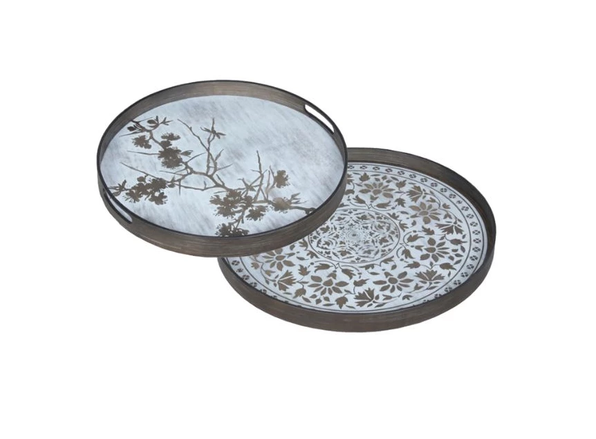 20336 Ethnicraft White Marrakesh Tray L Ø61cm Duo 20336