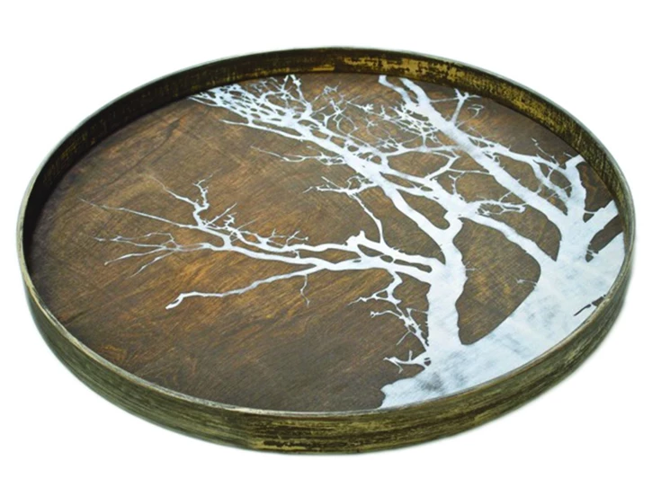 20303 Ethnicraft White Tree Wooden Tray L Ø61cm Schuin
