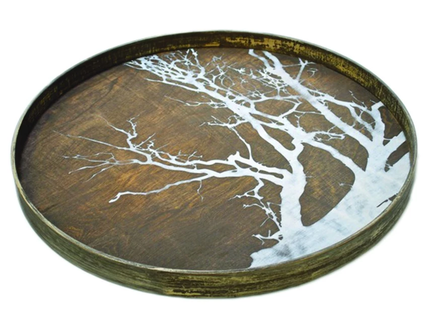 20303 Ethnicraft White Tree Wooden Tray L Ø61cm Schuin