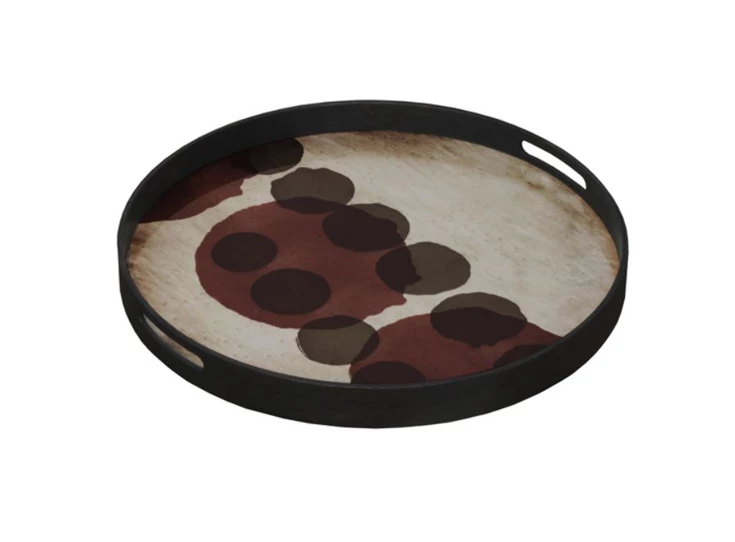 20437 Ethnicraft Pinot Layered Dots Tray S Ø48cm Schuin