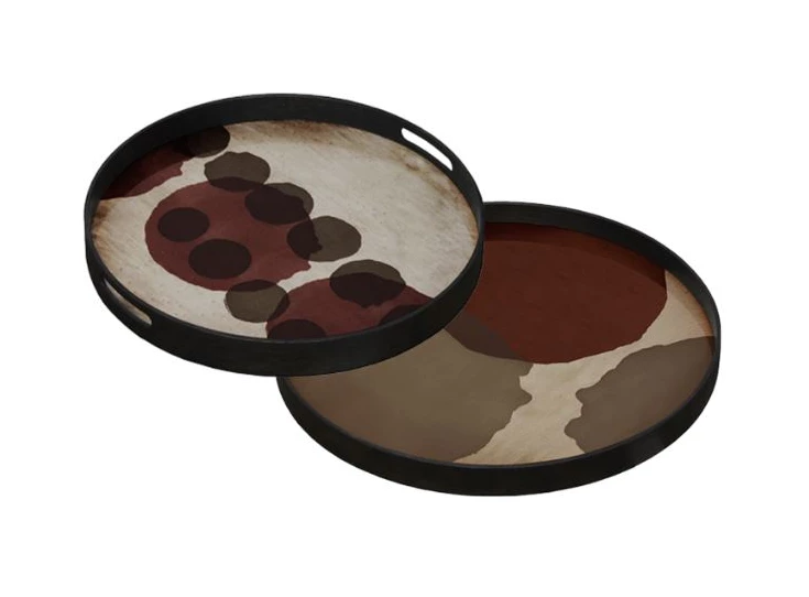 20437 Ethnicraft Pinot Layered Dots Tray S Ø48cm Duo