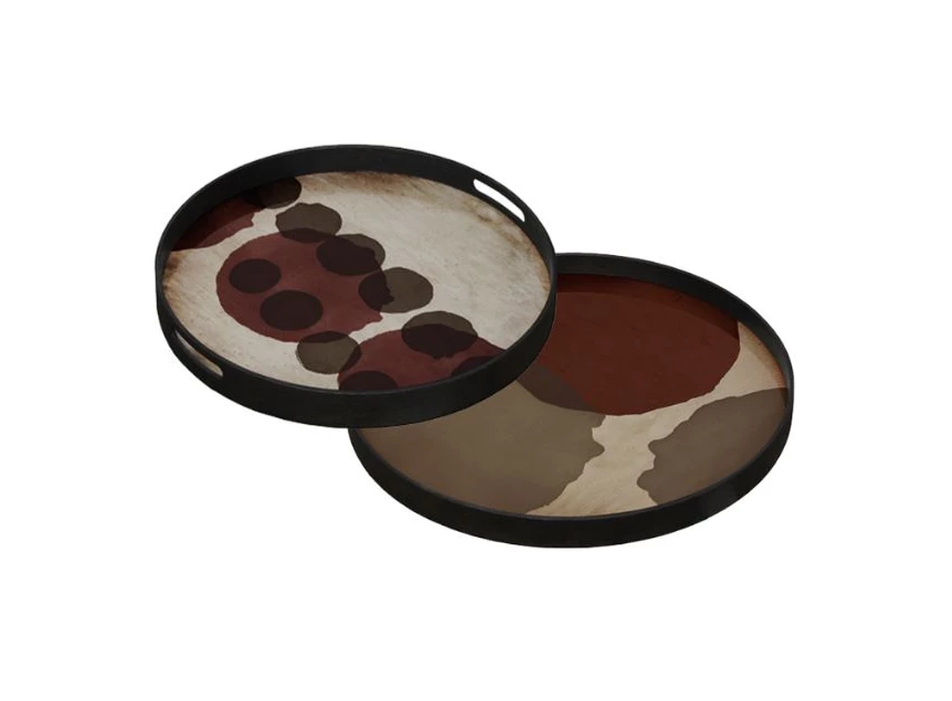 20437 Ethnicraft Pinot Layered Dots Tray S Ø48cm Duo
