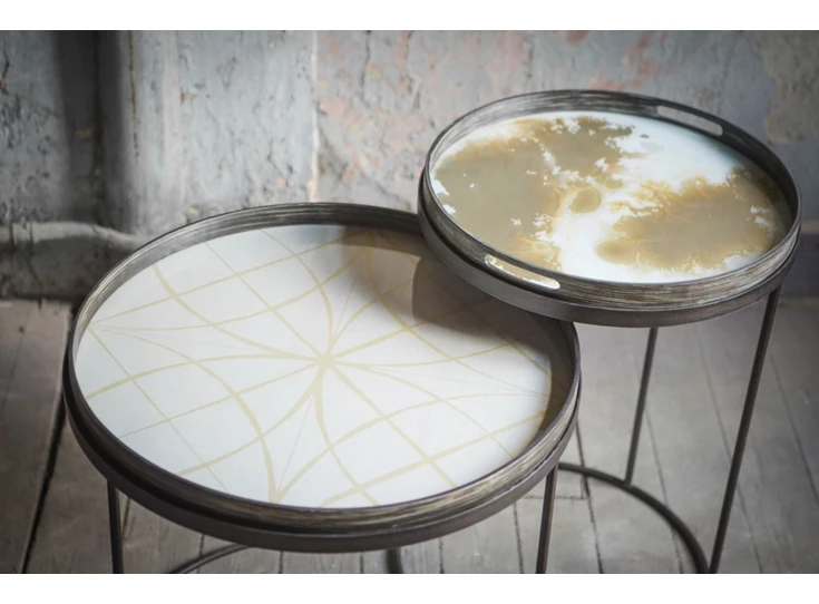 20361 Ethnicraft Mist Gold Organic Tray S Ø48cm Duo tafels