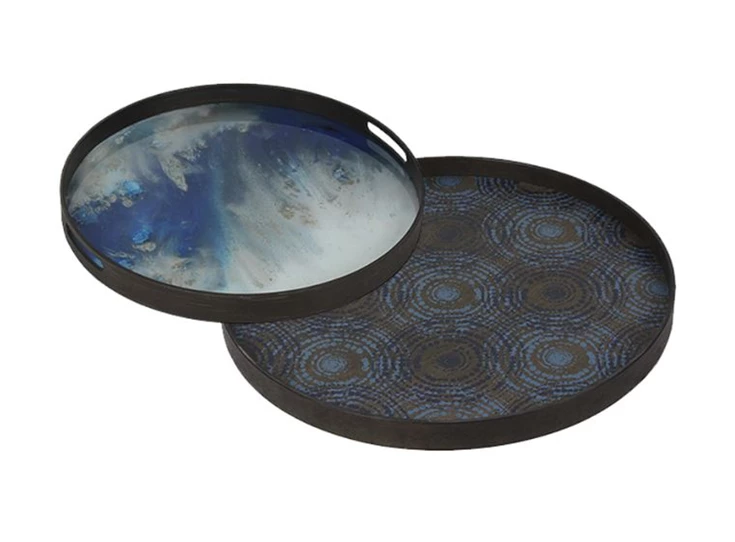 20374 Ethnicraft Blue Mist Organic Tray S Ø48cm Duo