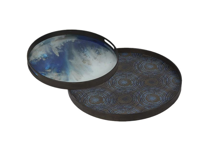 20374 Ethnicraft Blue Mist Organic Tray S Ø48cm Duo