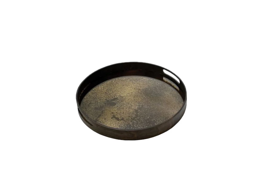 20403 Ethnicraft Bronze Mirror Tray S Ø48cm Schuin