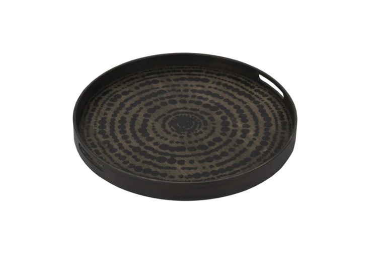 20370 Ethnicraft Black Beads Tray S Ø48cm Schuin