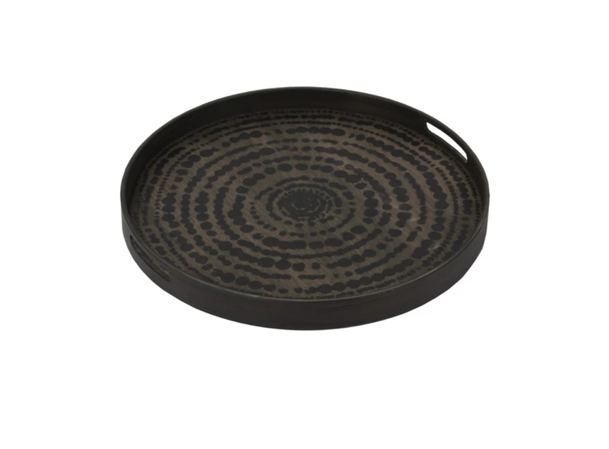20370 Ethnicraft Black Beads Tray S Ø48cm Schuin