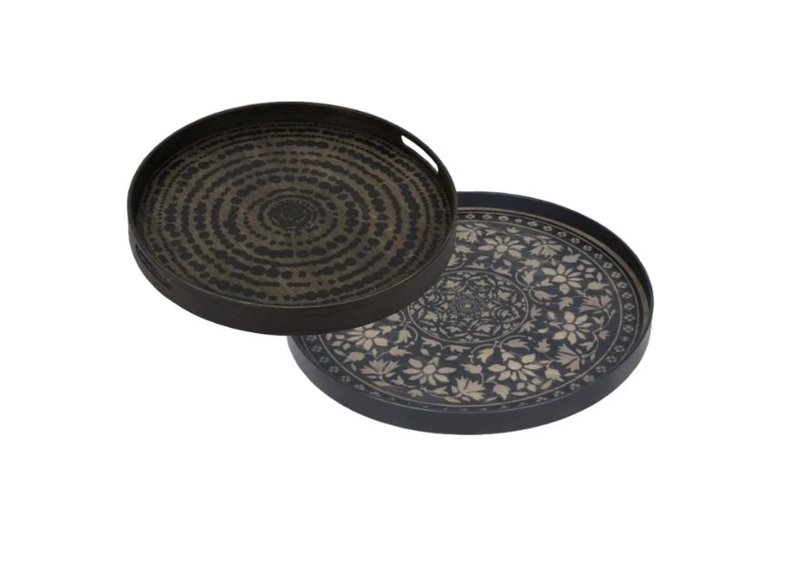 20370 Ethnicraft Black Beads Tray S Ø48cm Duo
